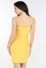 Yellow Cowl Neck Sequin Dress