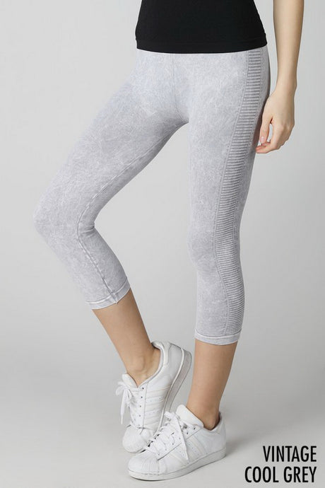 Grey Vintage Ladder Capri Leggings