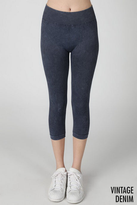 Navy Vintage Ladder Capri Leggings
