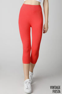 Red Vintage Ladder Capri Leggings