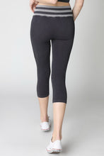Black Vintage Striped Capri Leggings