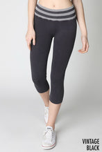 Black Vintage Striped Capri Leggings