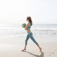 Light Blue Vintage Striped Capri Leggings