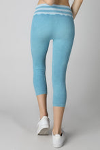 Light Blue Vintage Striped Capri Leggings