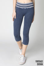 Navy Vintage Striped Capri Leggings