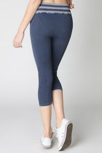 Navy Vintage Striped Capri Leggings