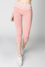 Soft Pink Vintage Striped Capri Leggings