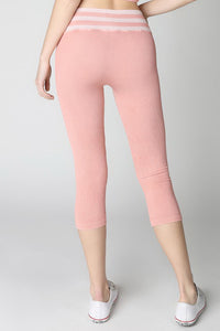 Soft Pink Vintage Striped Capri Leggings