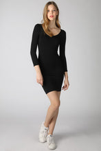 Black 3/4 Sleeve Scoop Neck Dress