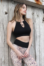 Black Ribbed Cutout Halter Sport Top