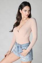 Beige Cross Overwrap Bodysuit