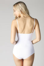 White Deep V Neck Ribbed Bodysuit