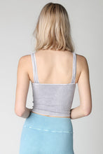 Grey Vintage V Neck Crop Top