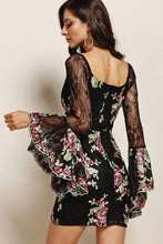 Dramatic Bell Sleeves Lace Floral Bodycon Dress
