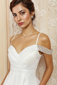 Shimmering Drop Shoulder Fit And Flare Short Dress
