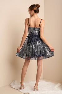 Navy Mini Sequin Cocktail Dress