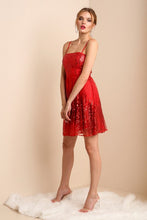 Red Mini Sequin Cocktail Dress