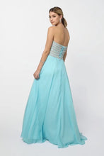 Blue Jewel Embellished Evening Dress