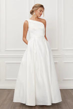 White Elegant One Shoulder Elegant Satin Wedding Dress
