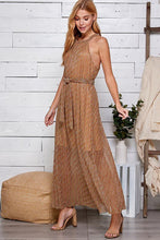 Multi Brown Multi Color Halter Neck Maxi Dress