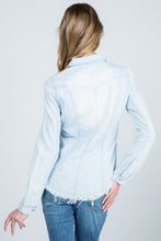 Light Denim Destroyed Slim Denim Shirt