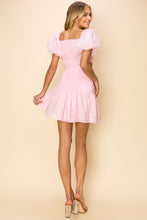 Baby Pink Women's Puff Sleeve Mini Dress