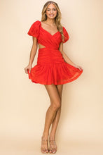 Tomato Red Women's Puff Sleeve Mini Dress