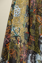 Black Baby Blue Floral Printed Silky Twill Scarf