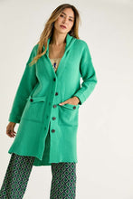 Green Mid Length Hoodie Button Down Cardigan