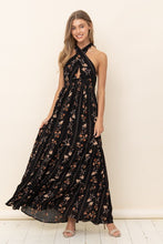 Black Floral Maxi Dress With Ruffle Details