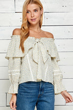 Ivory Floral Print Tie Detailed Off Shoulder Top