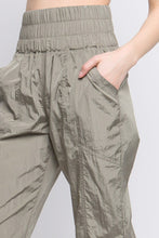 Olive Wide Smocking Waist Band Active Parachute Jogger
