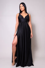 Black Sleeveless Deep V Side Slit Maxi Gown
