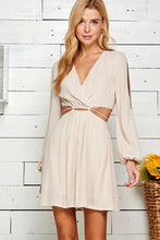 Nude Cutout Open Sleeve V-neck Dress