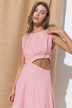 Pink Maxi Dress With Boat Neck