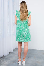 Green Floral Mini Summer Dress