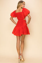 Tomato Red Women's Puff Sleeve Mini Dress