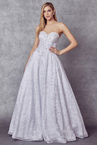 White Arm Bands With Embroidered Lace Ball Gown