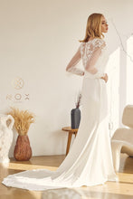 White Long Wedding Dress with Tulle Sleeves