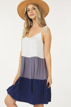 Grey Sleeveless Color Block Dress