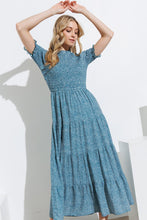 Teal Smocked Bodice Tiered Maxi Dress