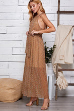 Multi Brown Multi Color Halter Neck Maxi Dress