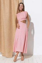 Pink Maxi Dress With Boat Neck