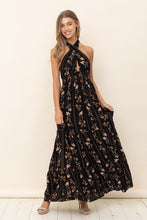 Black Floral Maxi Dress With Ruffle Details