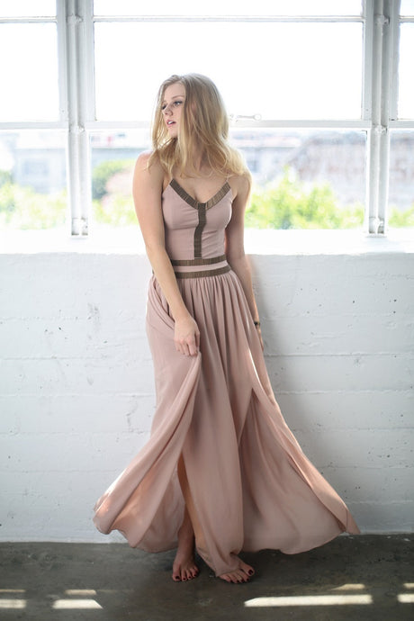 V-Neck Maxi Dress With Beaded Detail
