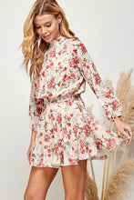 Ivory Floral Floral Print Ruffled Mini Skirt