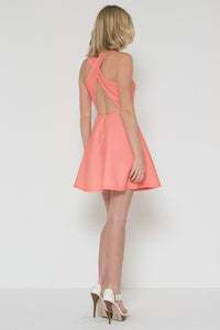 Cross Back Solid Color Dress