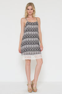 Lace Bottom Lining Pattern Printed Dress