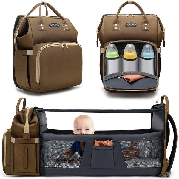 Brown Baby Diaper Bag Backpack