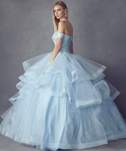 Metallic Embroidery With Glitter Satin Ball Gown